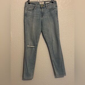 Frame Denim Blue Skinny Jeans Distressed Knee